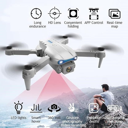 E99 PRO Drone with 4K HD Dual Camera, Obstacle Avoidance, Foldable, Height Keep, Mini.(Gray,Orange,Black).