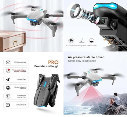 E99 PRO Drone with 4K HD Dual Camera, Obstacle Avoidance, Foldable, Height Keep, Mini.(Gray,Orange,Black).