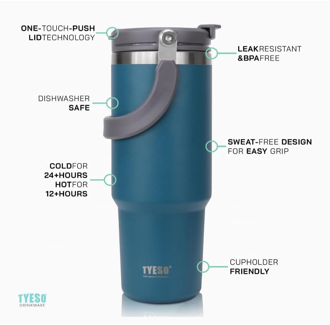 Tyeso Coffee Cup Thermos Bottle Stainless Steel Double-layer Insulation Cold And Hot Travel Mug Vacuum Flask Car Water Bottle